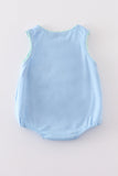 Blue tractor embroidery boy bubble Aaria Tees