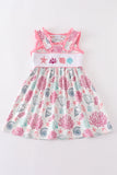 Pink Shell Embroidered Dress Aaria Tees