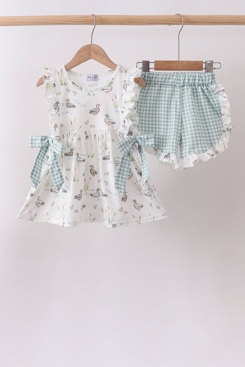 Green Duck Knit ruffle Set - Aaria Tees Aaria Tees