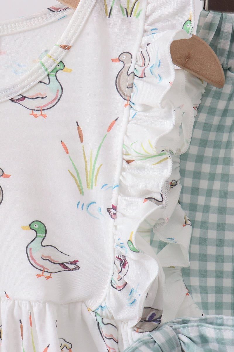 Green Duck Knit ruffle Set - Aaria Tees Aaria Tees
