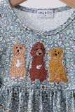 Floral puppy embroidery ruffle shorts set - Aaria Tees Aaria Tees