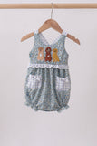 Floral puppy embroidery ruffle bubble - Aaria Tees Aaria Tees