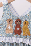 Floral puppy embroidery ruffle bubble - Aaria Tees Aaria Tees