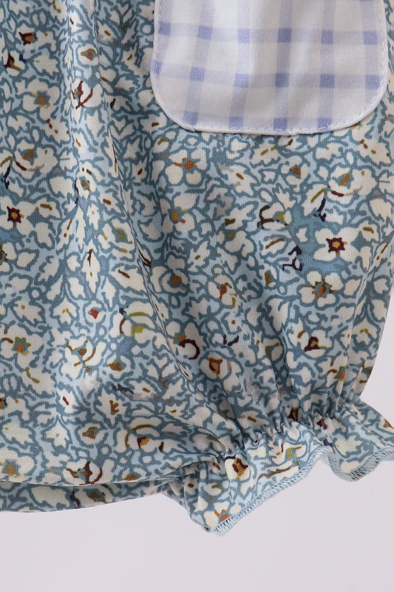 Floral puppy embroidery ruffle bubble - Aaria Tees Aaria Tees