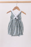 Floral puppy embroidery ruffle bubble - Aaria Tees Aaria Tees