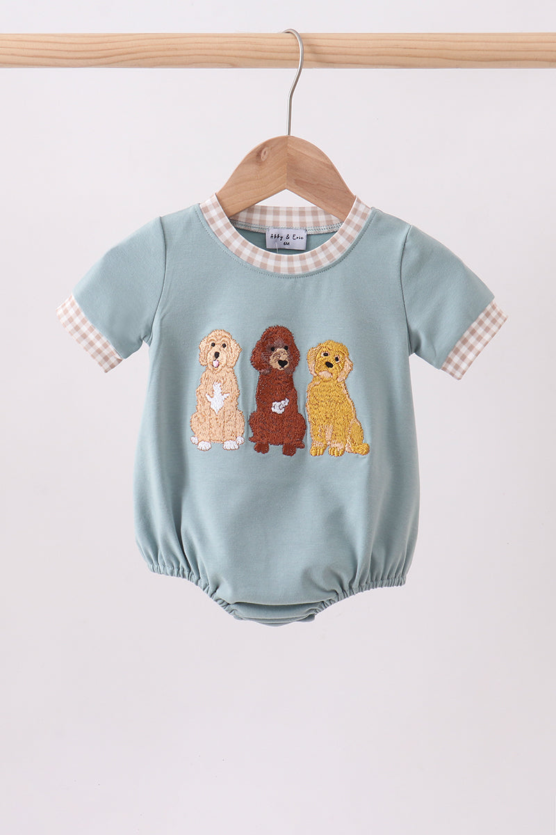 Blue gray Puppy embroidery bubble - Aaria Tees