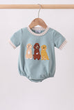 Blue gray Puppy embroidery bubble - Aaria Tees Aaria Tees