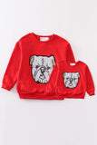 Red georgia bulldog sequin sweatshirt mom & me Aaria Tees
