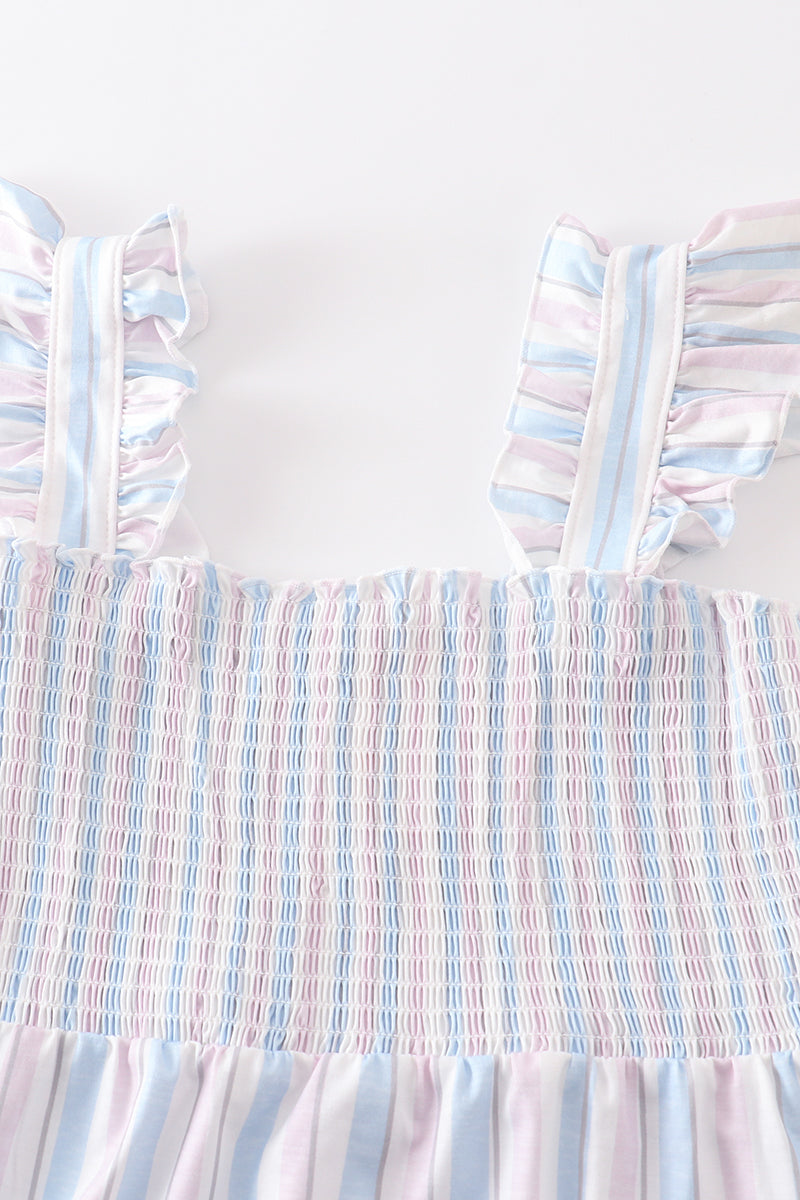 Crab french knot stripe smocked dress - Aaria Tees Aaria Tees