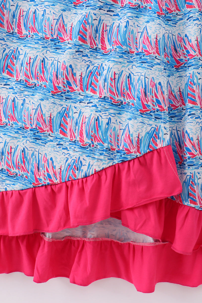 Blue sailboat serenade print mom&me dress - Aaria Tees Aaria Tees