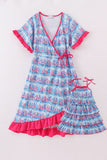 Blue sailboat serenade print mom&me dress - Aaria Tees Aaria Tees