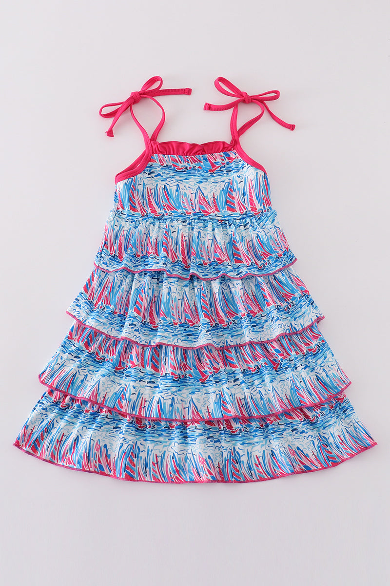 Blue sailboat serenade print mom&me dress - Aaria Tees Aaria Tees