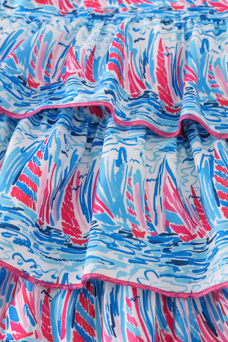 Blue sailboat serenade print mom&me dress - Aaria Tees Aaria Tees
