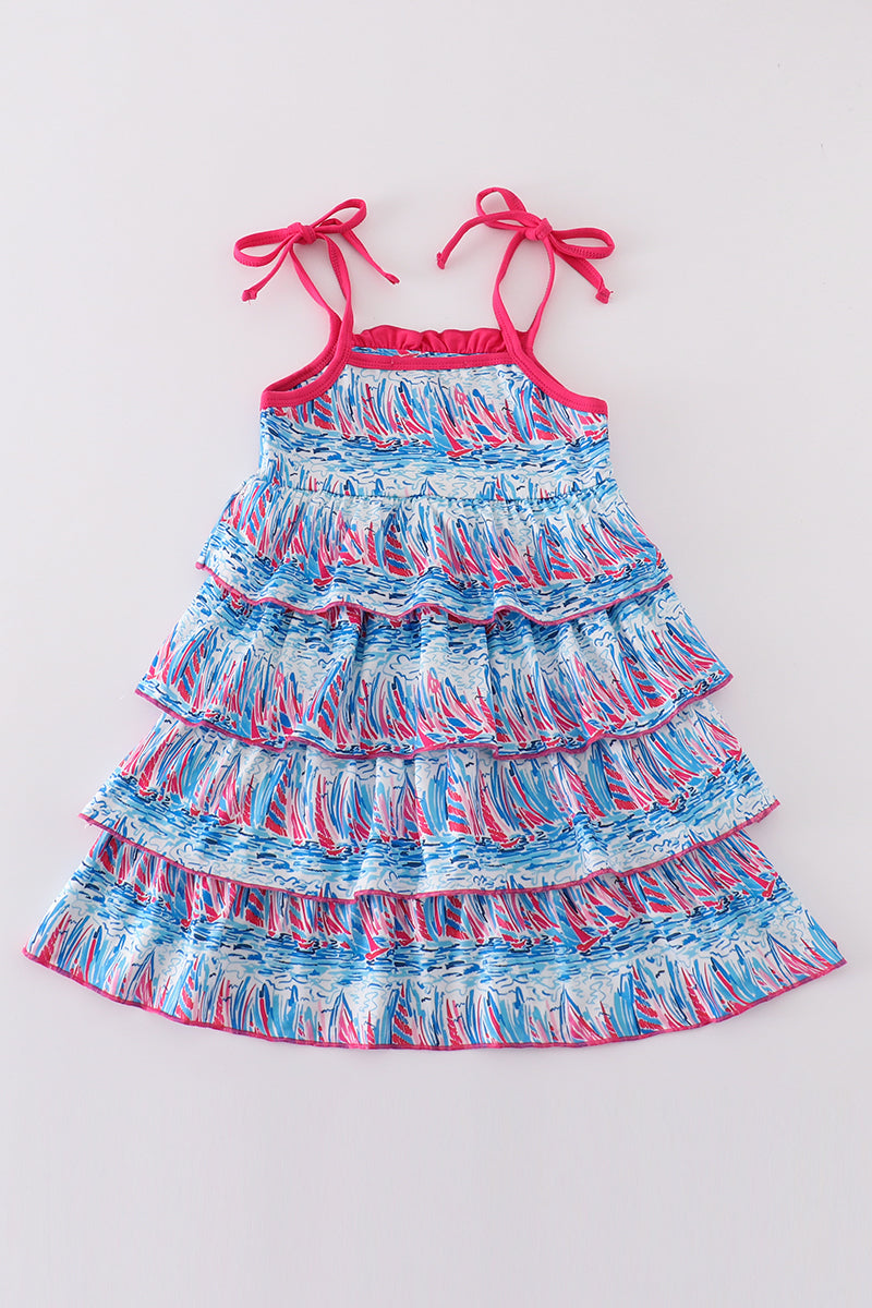 Blue sailboat serenade print mom&me dress - Aaria Tees Aaria Tees