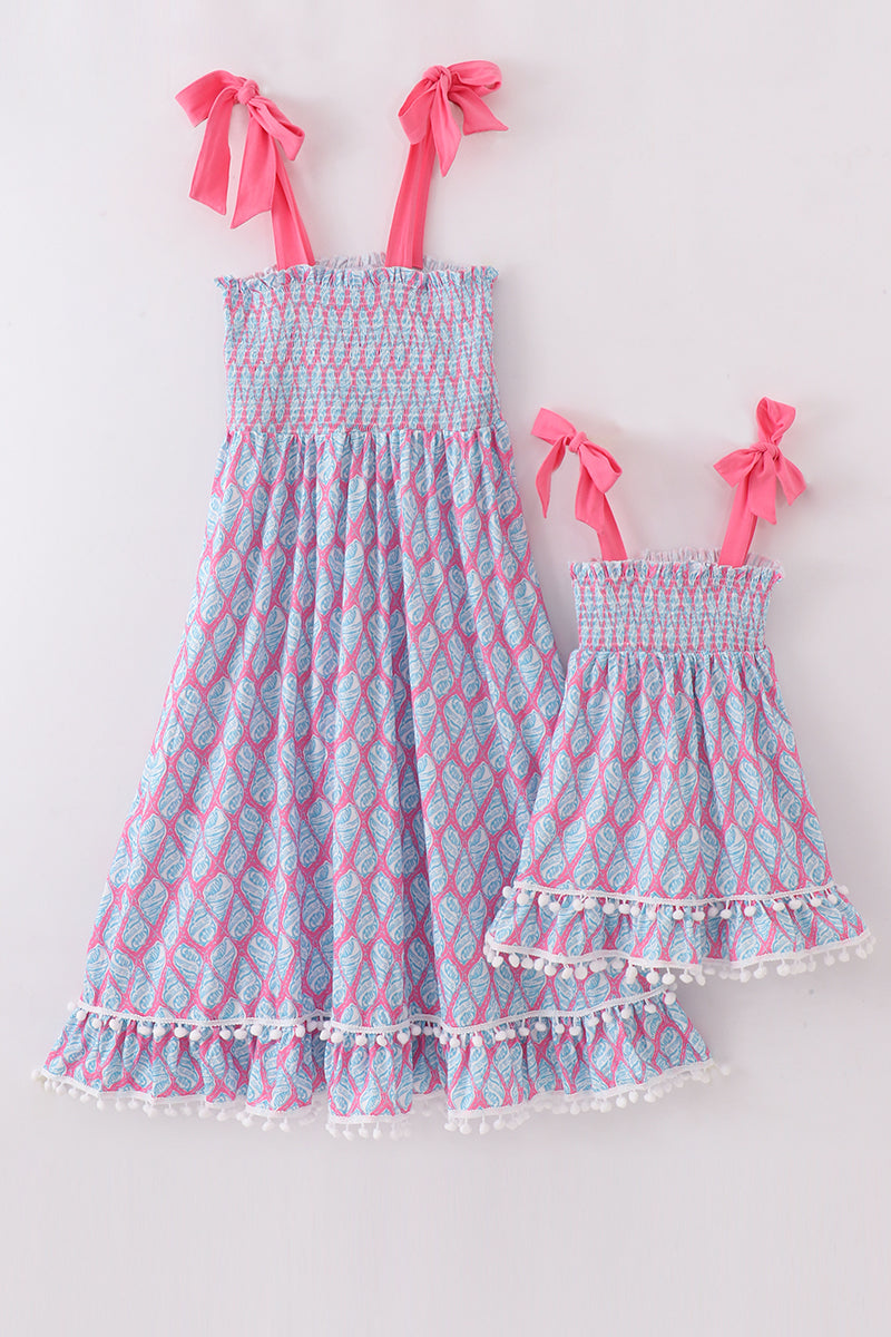 Blue ribbon lace charm smocked mom&me dress - Aaria Tees Aaria Tees