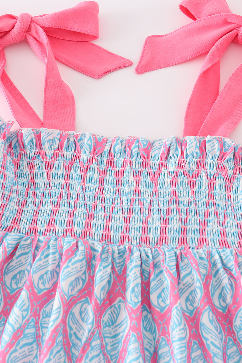 Blue ribbon lace charm smocked mom&me dress - Aaria Tees Aaria Tees