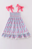 Blue ribbon lace charm smocked mom&me dress - Aaria Tees Aaria Tees