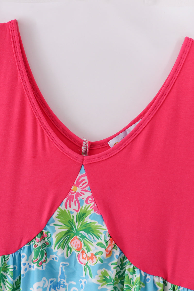 Pink floral character print mom dress - Aaria Tees Aaria Tees