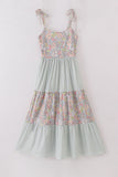 Sage pastel floral harmony mom&me gingham dress - Aaria Tees Aaria Tees