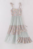 Sage pastel floral harmony mom&me gingham dress - Aaria Tees Aaria Tees