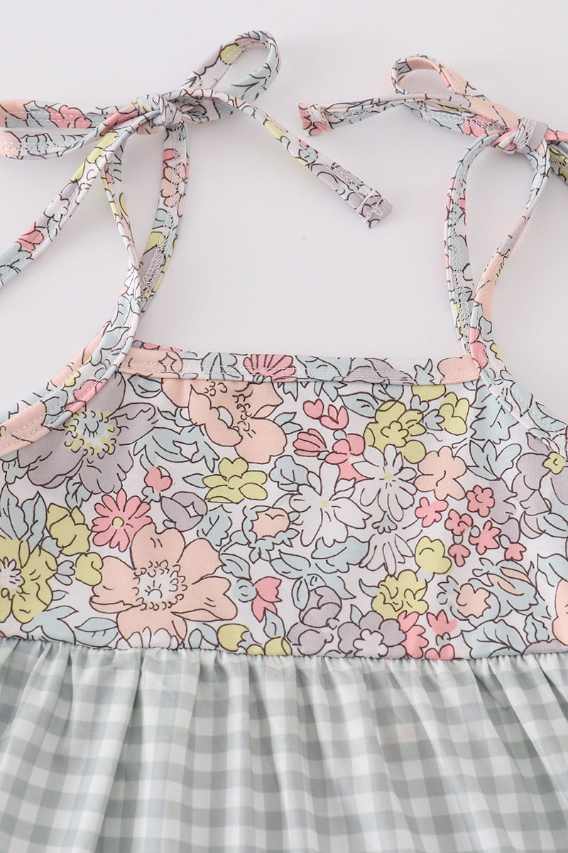 Sage pastel floral harmony mom&me gingham dress - Aaria Tees Aaria Tees