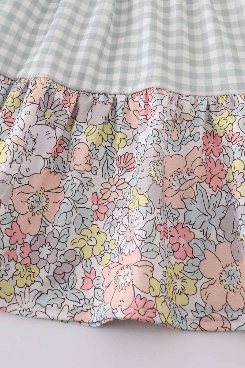 Sage pastel floral harmony mom&me gingham dress - Aaria Tees Aaria Tees