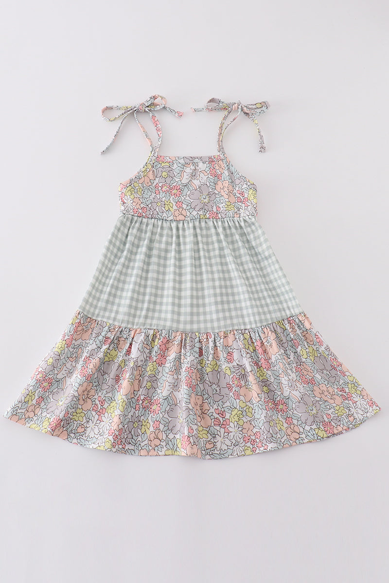 Sage pastel floral harmony mom&me gingham dress - Aaria Tees Aaria Tees
