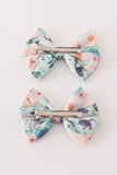 Green garden serenity print girl piggie hair bow - Aaria Tees Aaria Tees