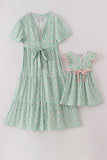 Green floral print mom&me dress - Aaria Tees Aaria Tees