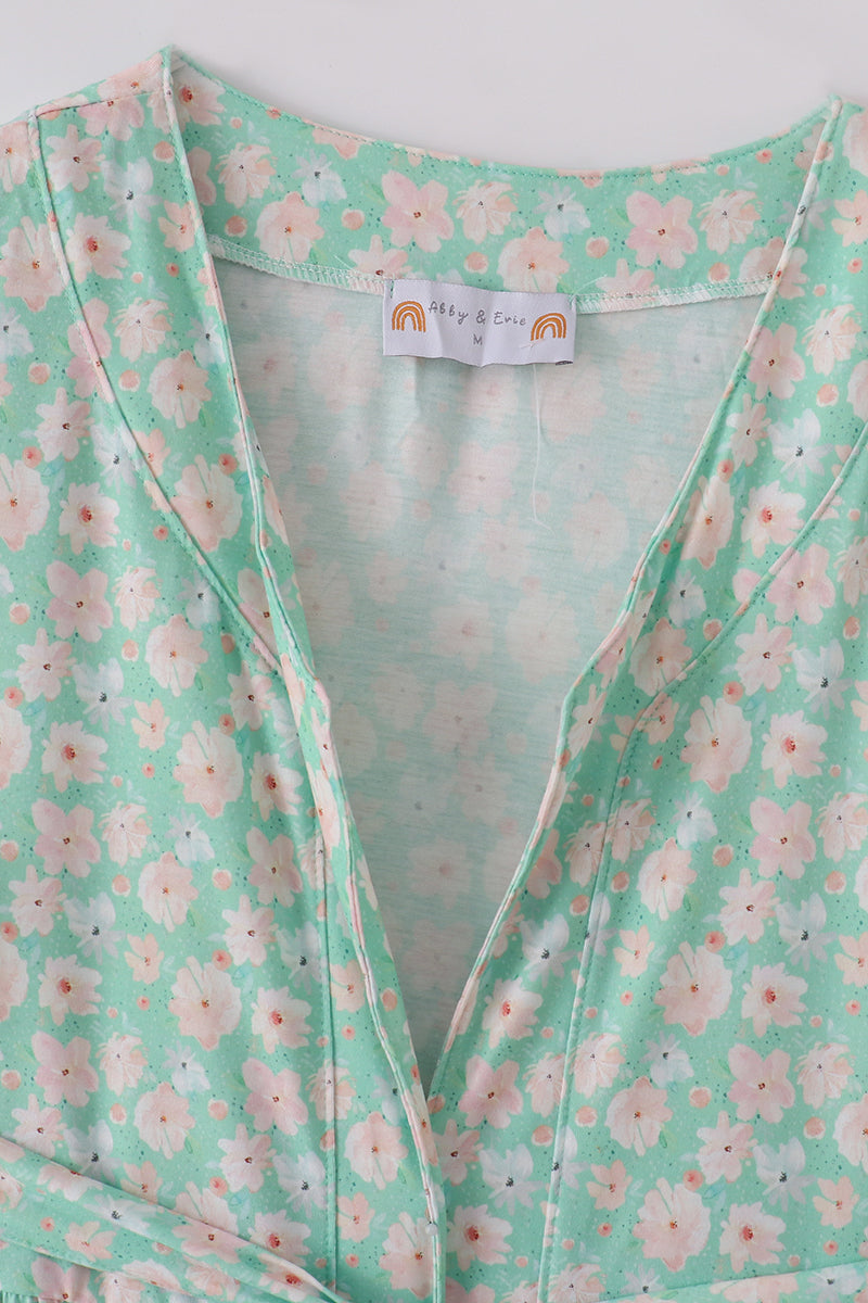 Green floral print mom&me dress - Aaria Tees Aaria Tees