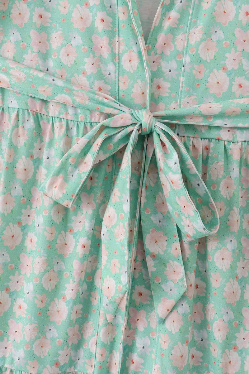 Green floral print mom&me dress - Aaria Tees Aaria Tees