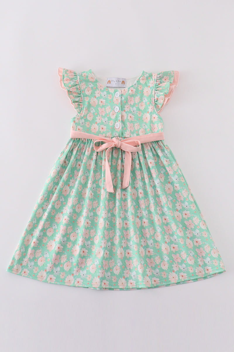 Green floral print mom&me dress - Aaria Tees Aaria Tees