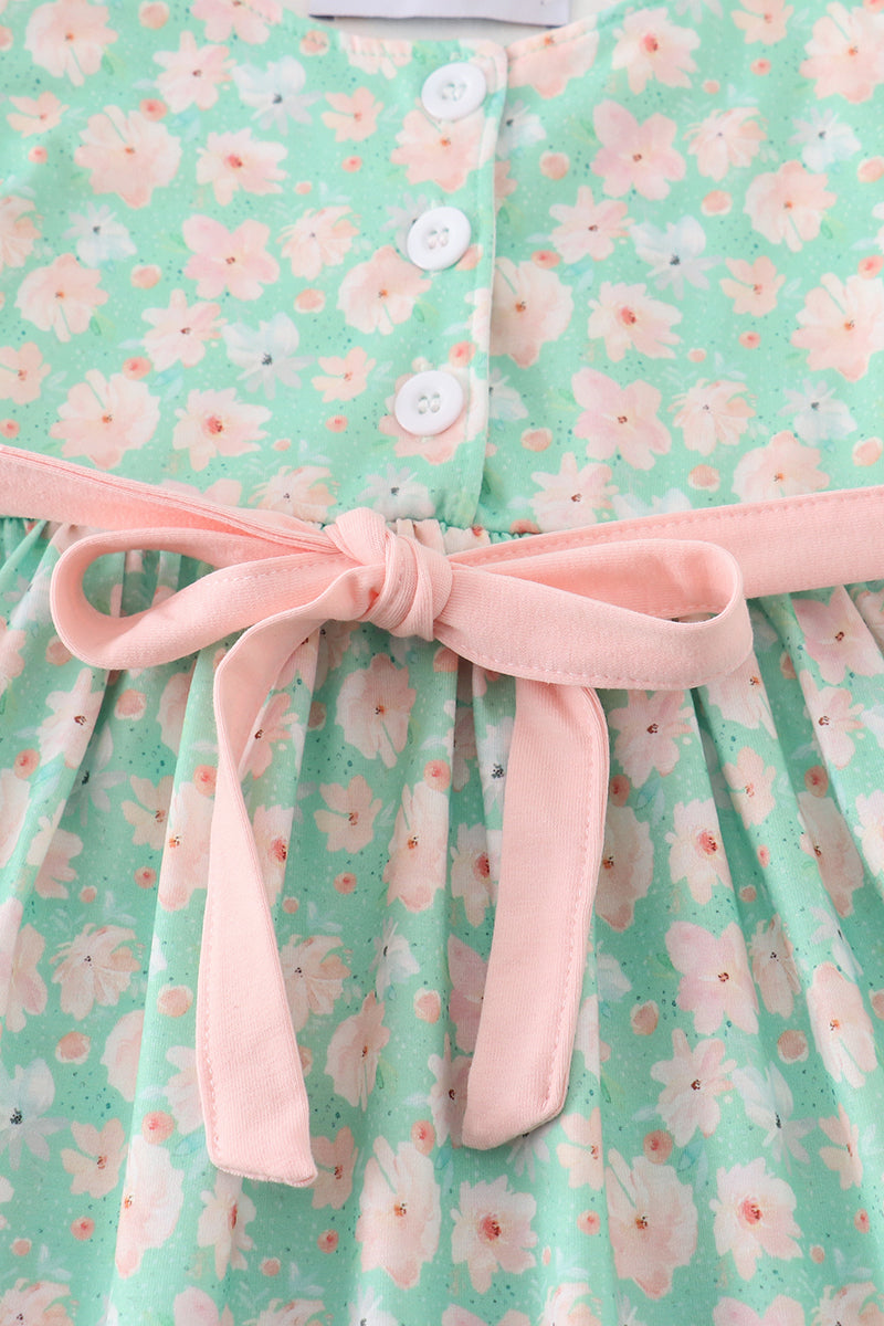 Green floral print mom&me dress - Aaria Tees Aaria Tees