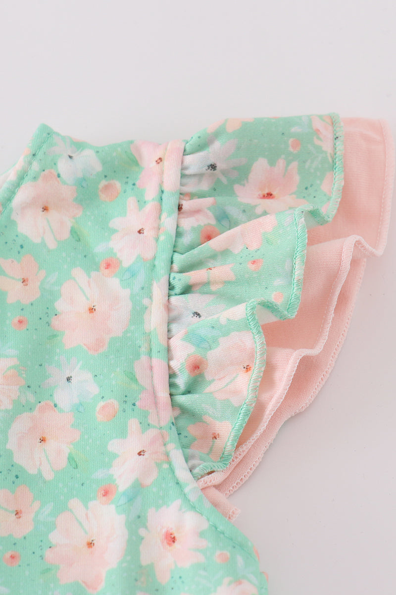 Green floral print mom&me dress - Aaria Tees Aaria Tees