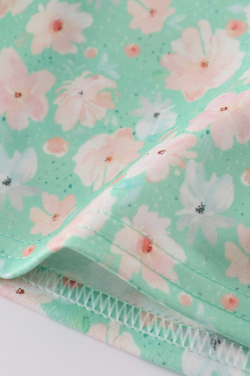 Green floral print mom&me dress - Aaria Tees Aaria Tees
