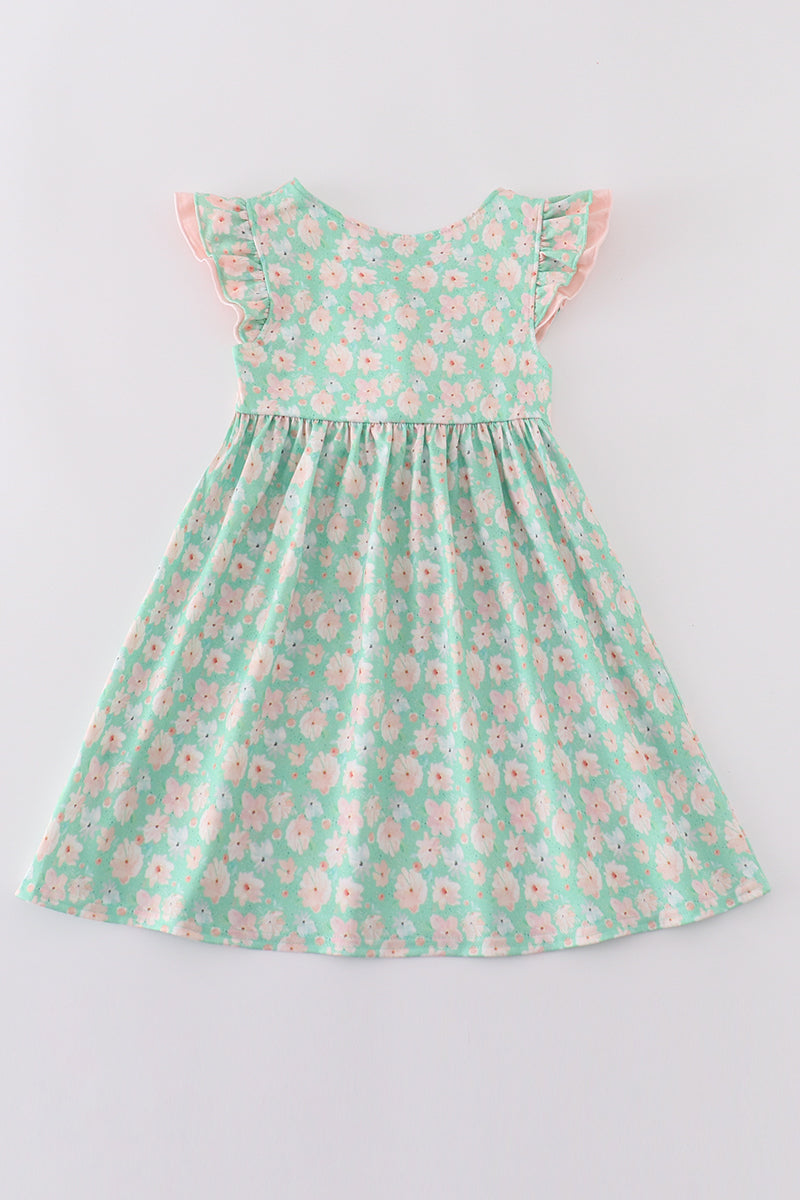 Green floral print mom&me dress - Aaria Tees Aaria Tees