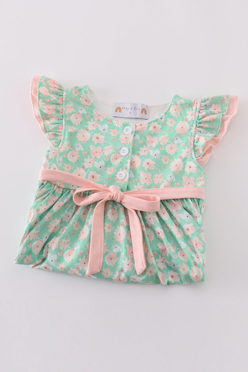 Green floral print mom&me dress - Aaria Tees Aaria Tees