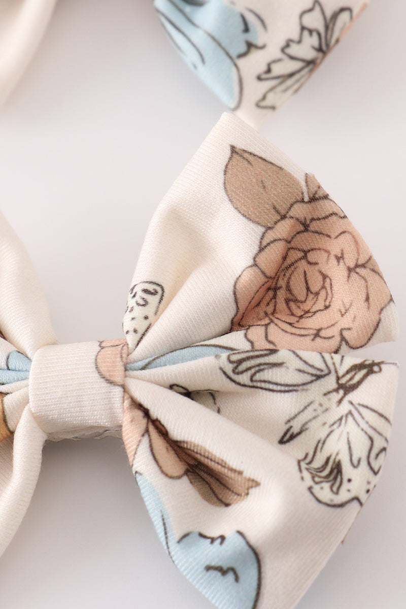 Floral print 2pc hair bow - Aaria Tees Aaria Tees