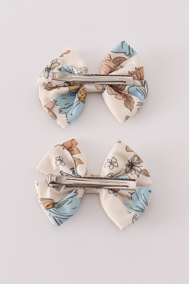 Floral print 2pc hair bow - Aaria Tees Aaria Tees