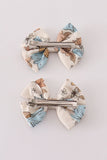 Floral print 2pc hair bow - Aaria Tees Aaria Tees