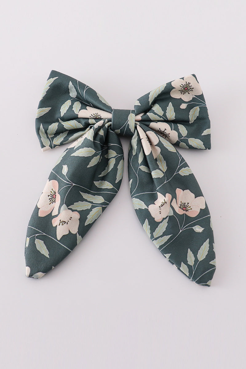 Green forest bloom print girl sailor bow - Aaria Tees Aaria Tees