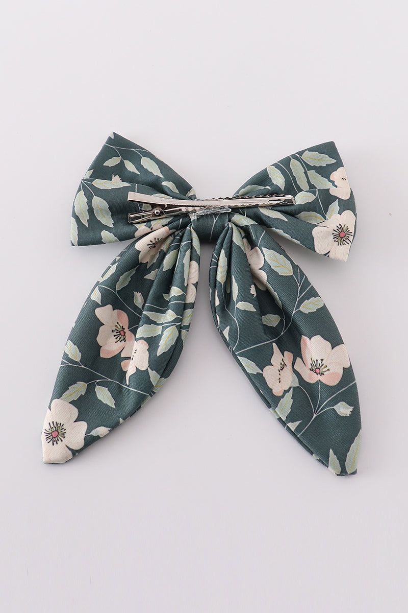 Green forest bloom print girl sailor bow - Aaria Tees Aaria Tees