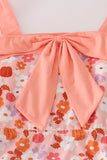 Pumpkin floral print bow women dress Aaria Tees