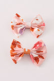 Pumpkin floral print 2pc hair bow Aaria Tees