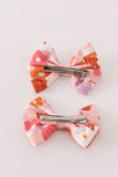 Pumpkin floral print 2pc hair bow Aaria Tees