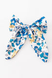 Blue floral print hair sailor bow - Aaria Tees Aaria Tees