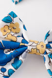 Blue floral print piggie hair bow - Aaria Tees Aaria Tees