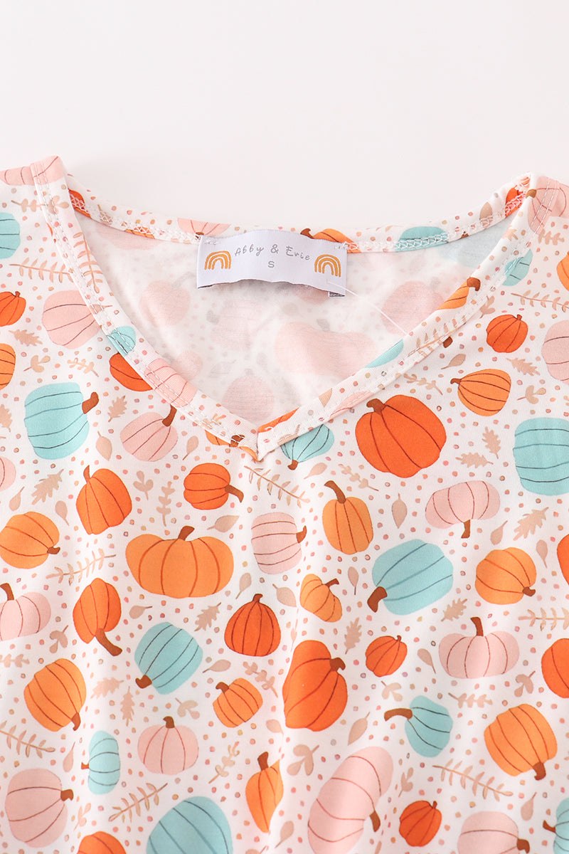 Orange pumpkin print mom dress - Aaria Tees Aaria Tees