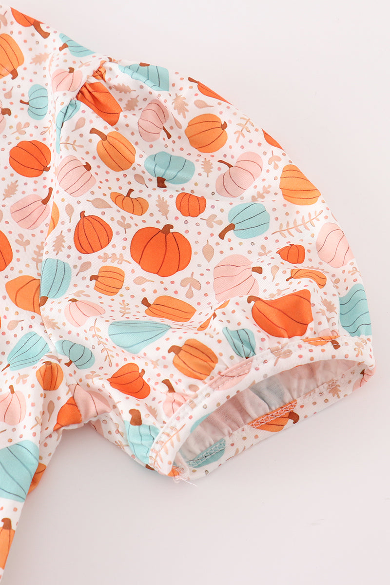 Orange pumpkin print mom dress - Aaria Tees Aaria Tees