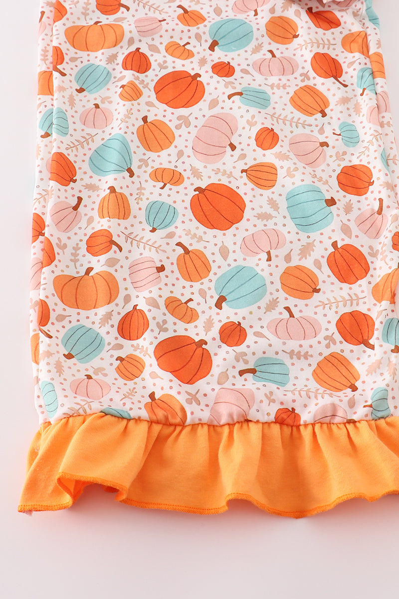 Orange pumpkin print mom ruffle pants - Aaria Tees Aaria Tees